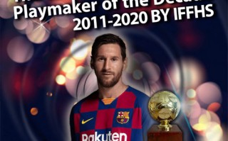 梅西獲得（IFFHS）評選的世界近十年最佳組織核心球員獎